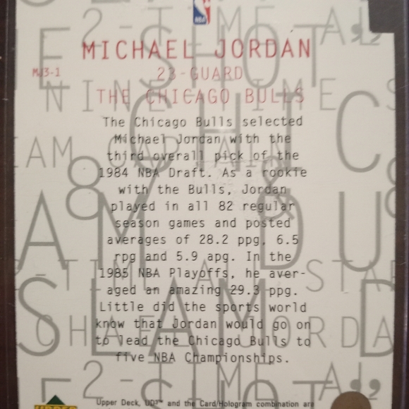 1986 Fleer Michael Jordan RC rookie card and UD3 MJ3-1 die cut insert - Picture 7 of 7